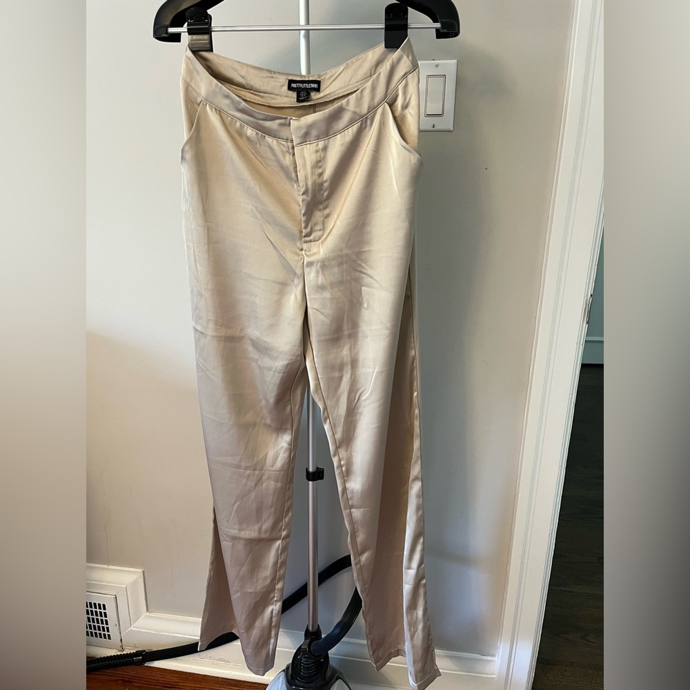 PrettyLittleThing Cream Satin Trousers women’s pants